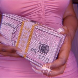 Pink Money Bling Clutch
